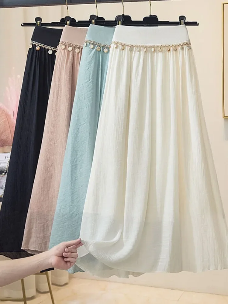 レディース ミディ丈スカート フリンジ ボヘミアン ヴィンテージ 夏 2025 韓国風 原宿 カジュアル Aライン 格安 おしゃれ ファッション V字スカート