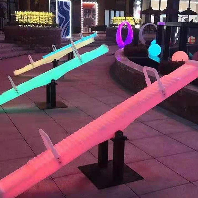 Park Amusement Teetertotter Waterproof Garden Rechargeable Party Illuminated Light up Furniture Plastic Color Change LED Seesawp