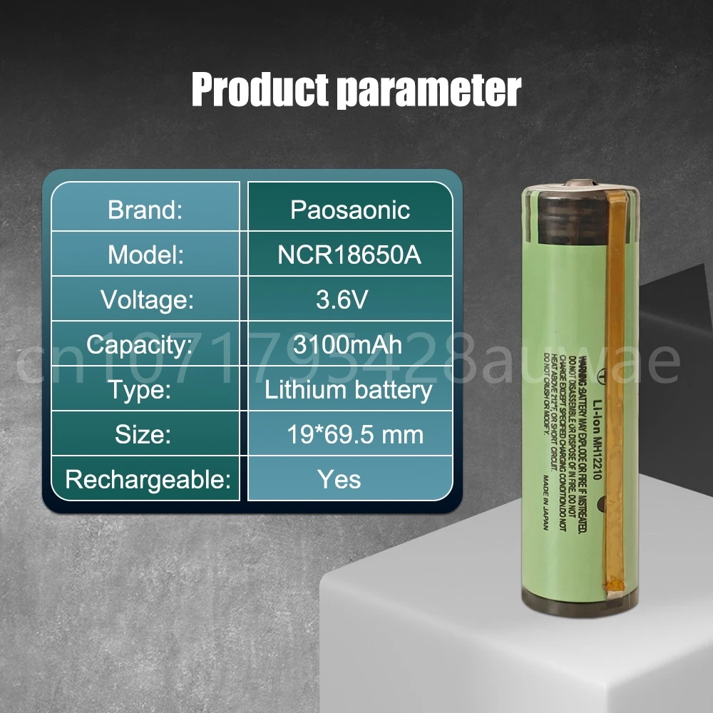 NCR18650A com placa de proteção bateria de lítio recarregável de 3,7 V, para veículo elétrico médico bateria de energia de 3000 mah