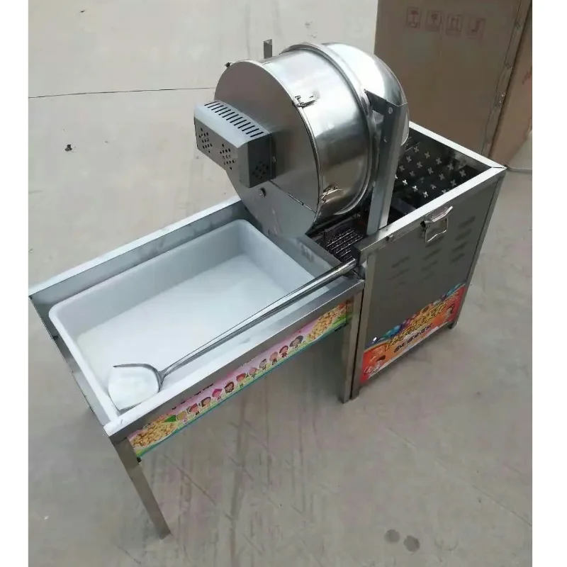 Commercial Desktop Popcorn Machine Hand-Cranked with Stove for Restaurant Stalls 220V New Design with Motor for Corn