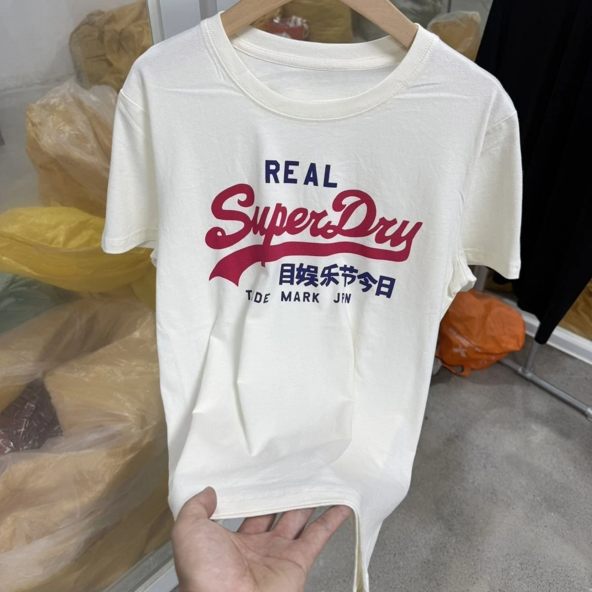 Superdry Real Vintage Logo T Shirt Off White Cotton Crew Neck Short Sleeve Tee Men Casual Streetwear Men Clothing