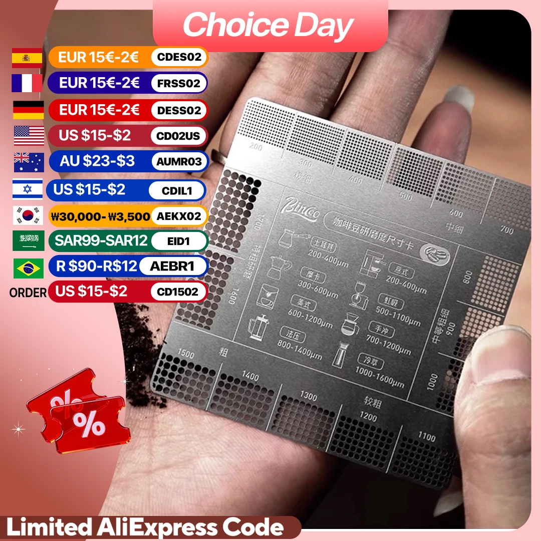 

Coffee Grind Reference Card 200-1700um Ground Coffee Coffee Tool Conversion Card Grinder Scale Measure Card Barista Tools