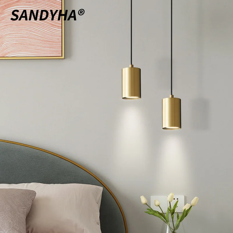 SANDYHA الحديثة الشمال النحاس قلادة LED ضوء تركيبات أنيقة لغرفة المعيشة غرفة نوم السرير الجدول تصميم فريد من نوعه المنزل المثالي #3