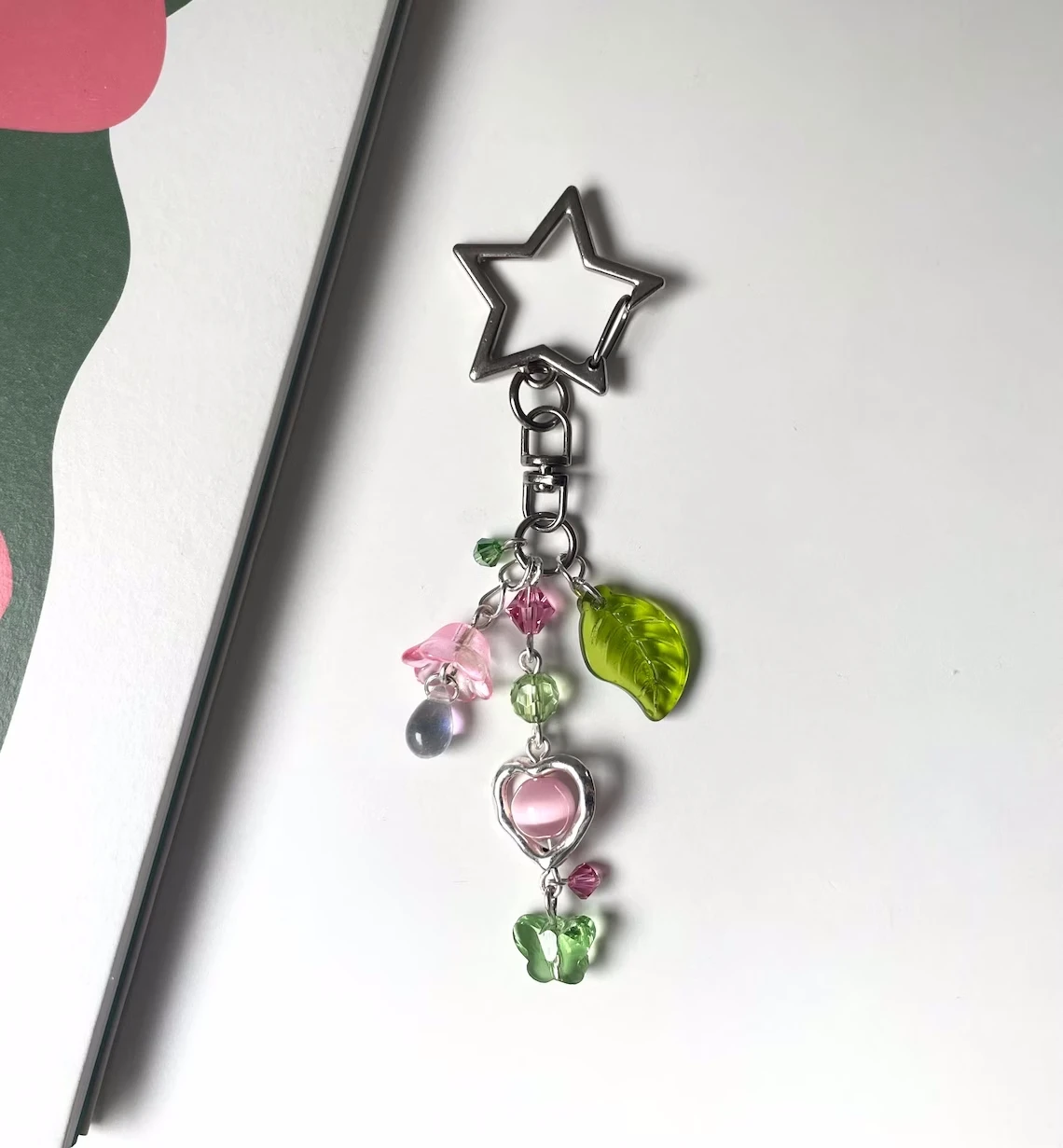 TXT TEMPTATION inspired beaded keychain | moa gift | KPOP accessories | handmade beaded keychain | pink and green keychain