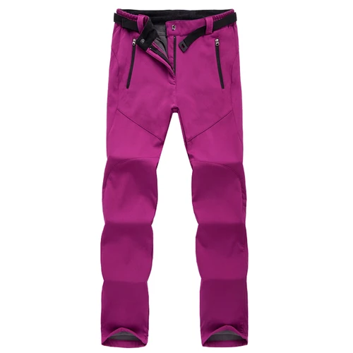 Imagen 2 del producto Pantalones gruesos y cálidos de lana para mujer, pantalones largos deportivos Softshell para exteriores, senderismo, Trekking, esquí, impermeables, 3XL talla grande, Invierno