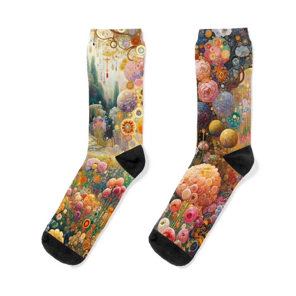 Klimt Flower Garden Socks ankle gifts Socks Ladies Men's