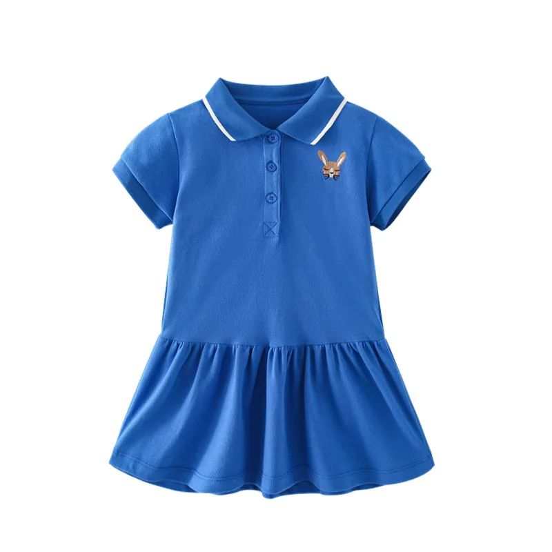 Jumping Meters 4-7T New Arrival Princess Girls Dresses Collar Animals Embroidery Cute Birthday Toddler Kids Frocks Costume Baby