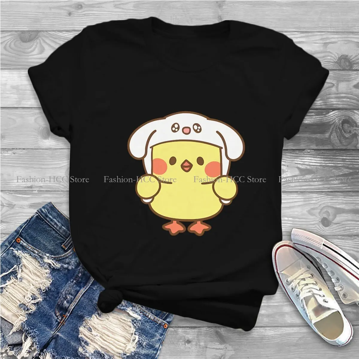 CUTE Casual Polyester TShirt Duck Emotion Printing Streetwear Leisure T Shirt Women Tee