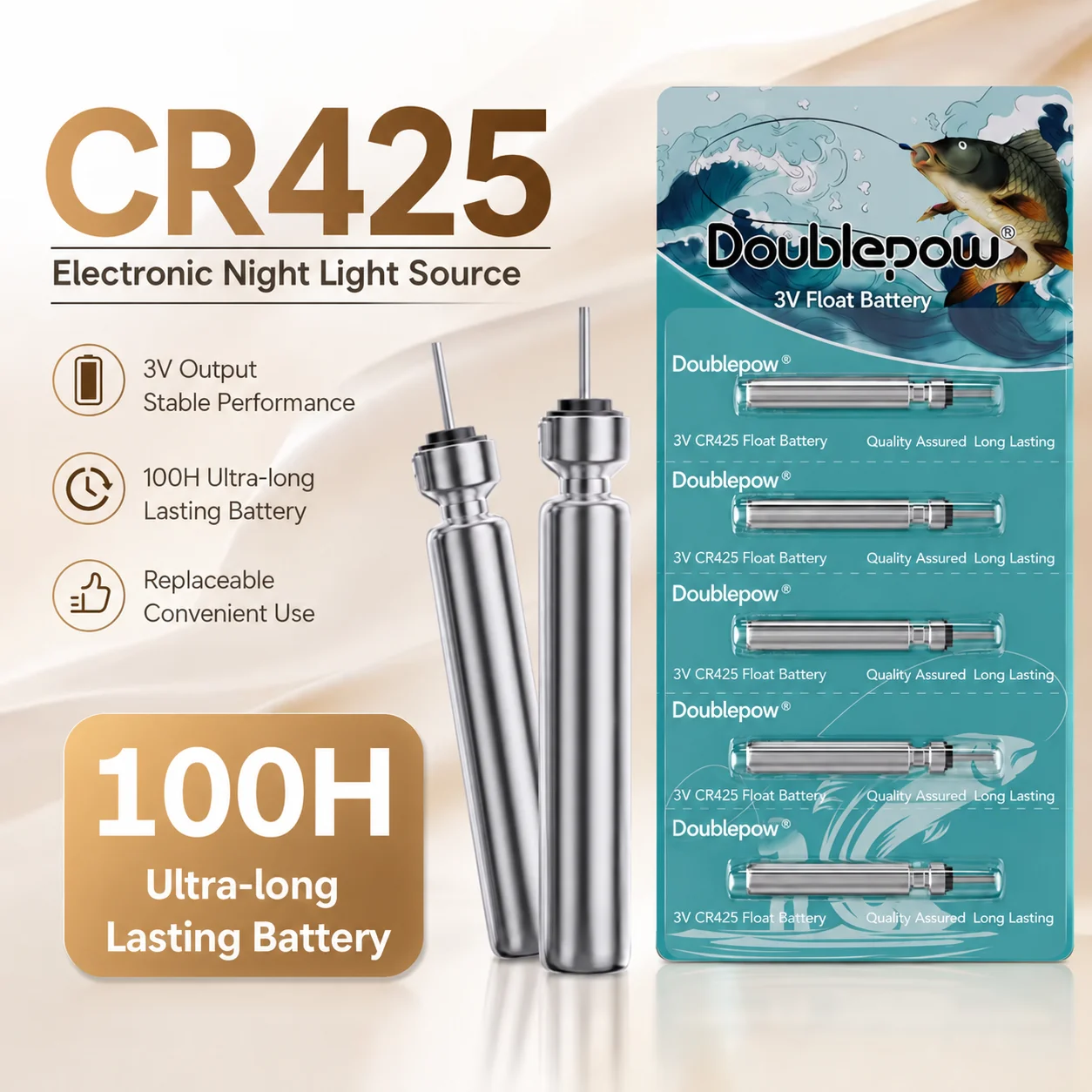 5pcs Disposable CR425 3V Lithium Battery Cells for Night Fishing Float Buoy Electronic Light Stick Tackle Accessories Kit