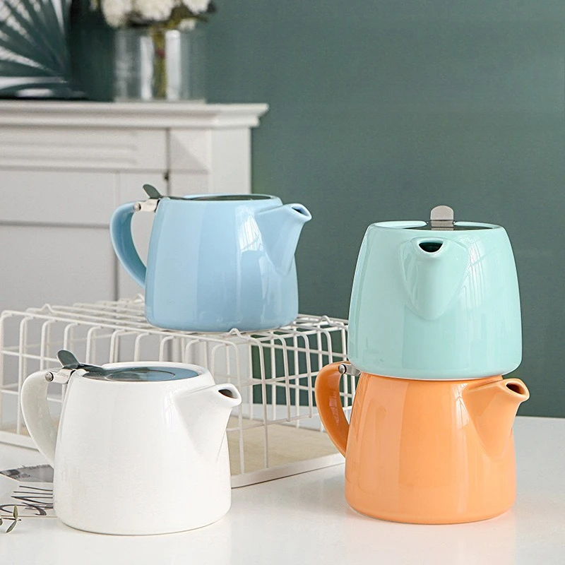Japanese Style Ceramic Teapot with Filter Mesh Lid for Home Hotel Hand Drip Coffee Flower Tea