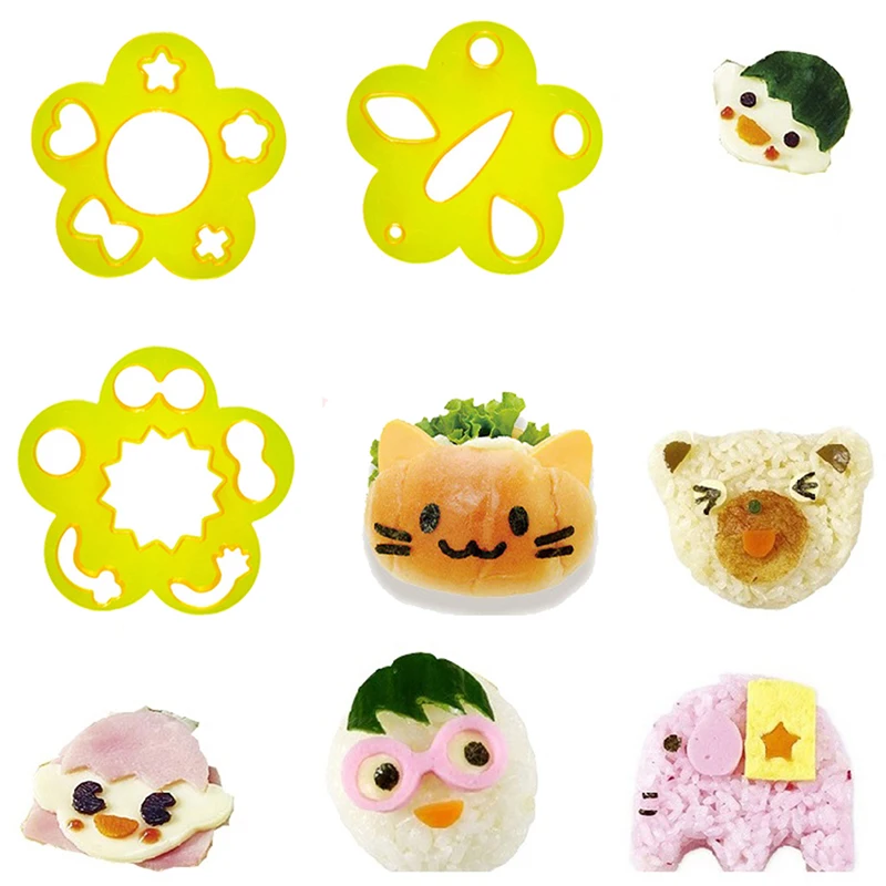 2/3/4Pcs Cartoon Facial Expression Mold Set Cute Rice Ball Cartoon Package Pattern Steamed Bread Biscuit Baking Mold