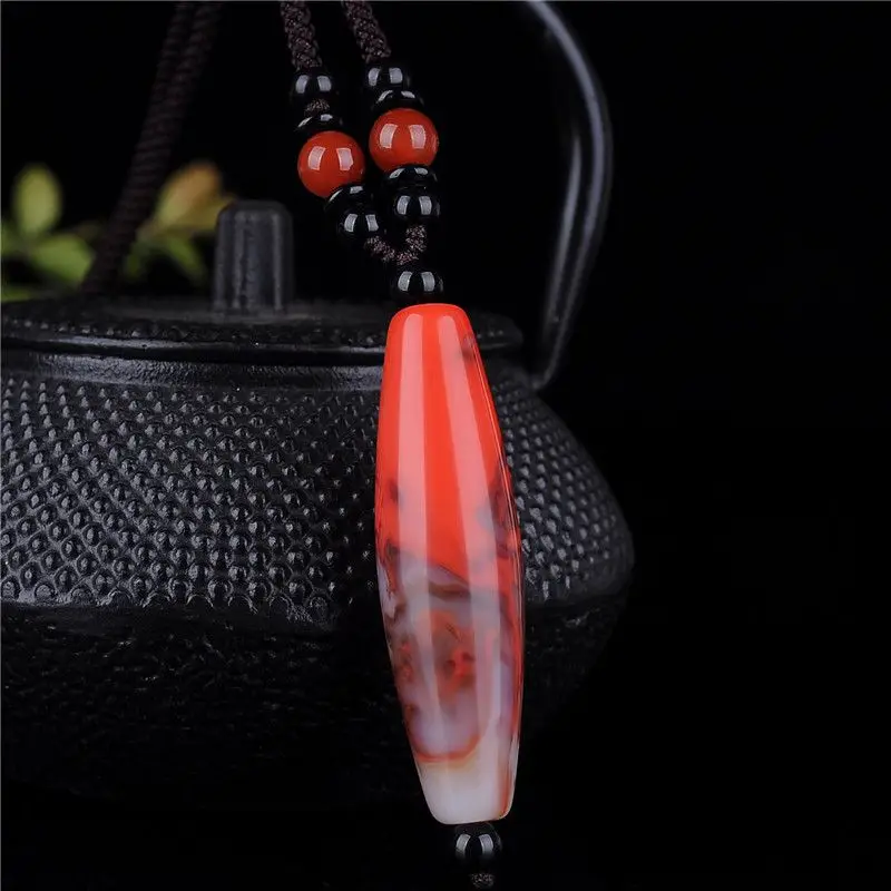 

Natural Xinjiang Hetian Jade Dzi Bead Pendant Men's and Women's Necklace Jade Pendant Colored Jade Gold Silk Jade