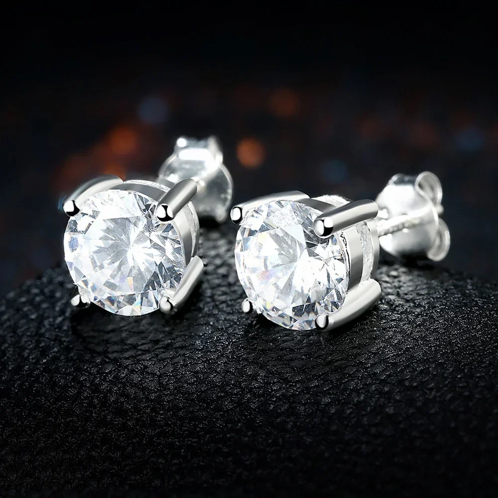 

Beautiful 925 sterling Silver Shining crystals stud earrings for women fashion Charms party wedding jewelry Christmas gifts