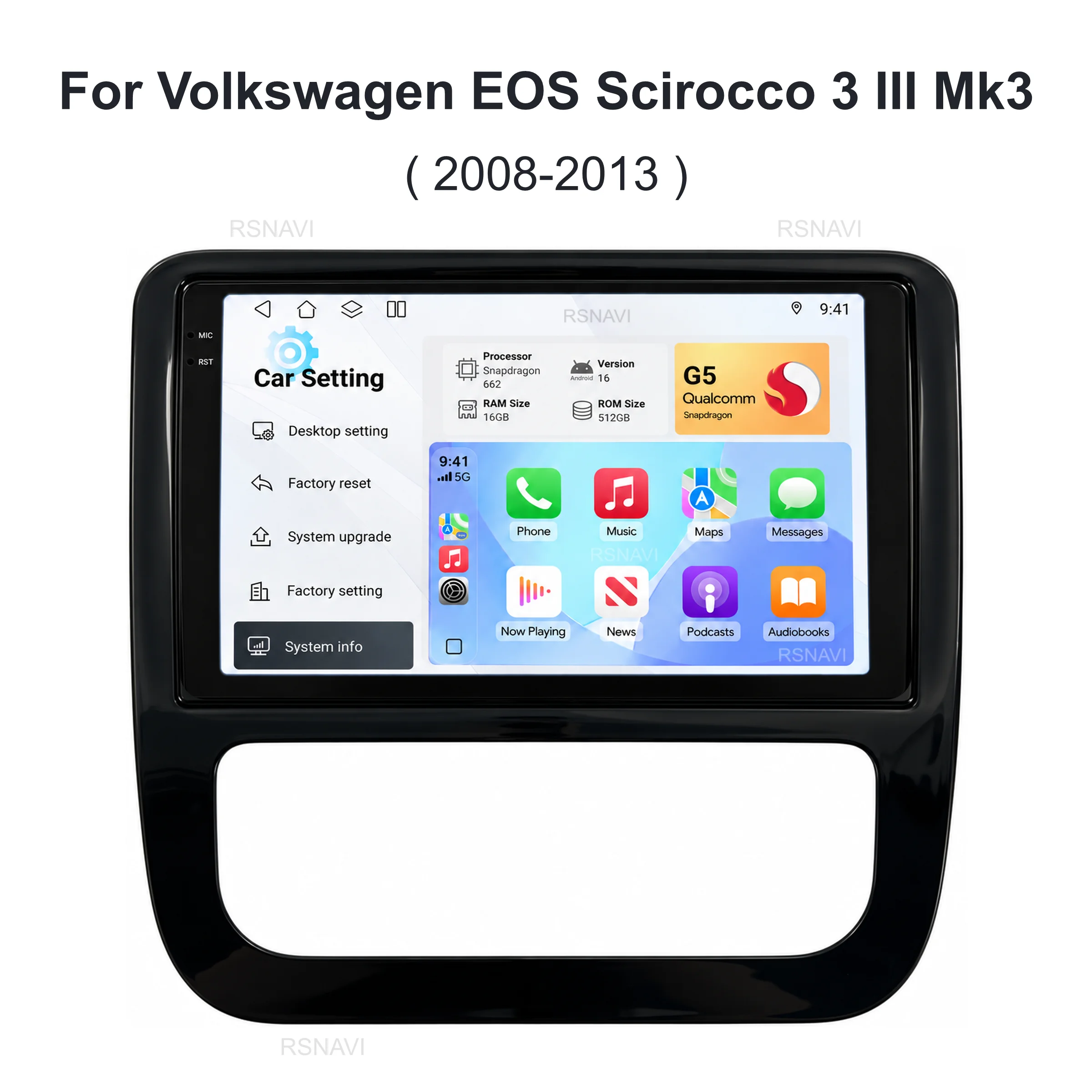 Qualcomm Android 16 Car Radio Multimedia Player For Volkswagen EOS Scirocco 3 III Mk3 2008 - 2014 Auto Carplay Stereo Navigation