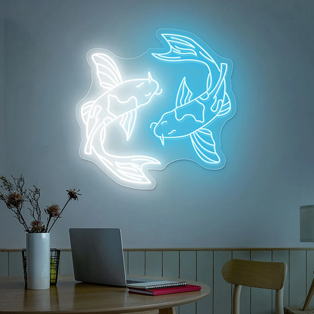 ของขวัญคู่รักญี่ปุ่นปลา KOI เครื่องตกแต่งฝาผนังปากการูปหัวใจ LED สำหรับห้องเล่นเกมห้องนอนเครื่องตกแต่งฝาผนัง hiasan dinding rumah ปากการูปหัวใจออกแบบได้ตามต้องการจากญี่ปุ่น