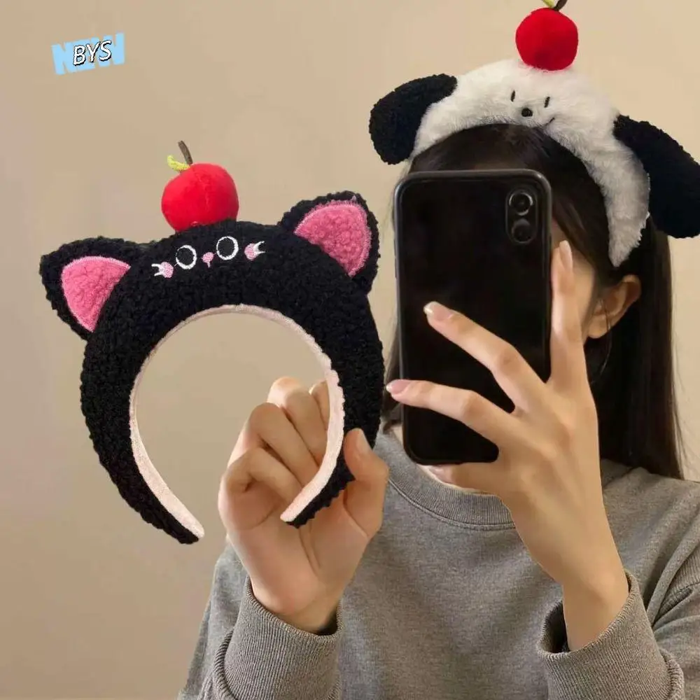 

Sweet Puppy Ear Cartoon Headband Dog Cat Fluffy Plush Headband Headwear Cute Face Wash Headband Ladies