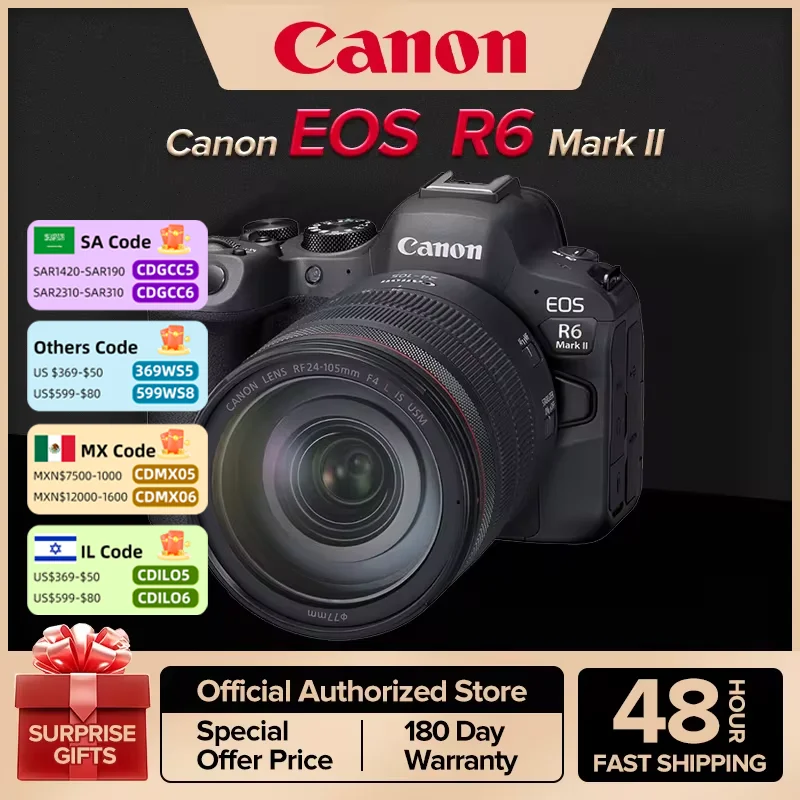 Canon EOS  R6 Mark II Full-Frame Flagship Professional Mirrorless Digital Camera 24.2 Million Pixels 6K Video New Product R6II