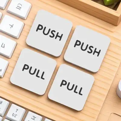 2Pairs Acrylic Push Pull Sticker Signs Time Saving Durable Transparent Square Labels for Office Store Glass Door Use