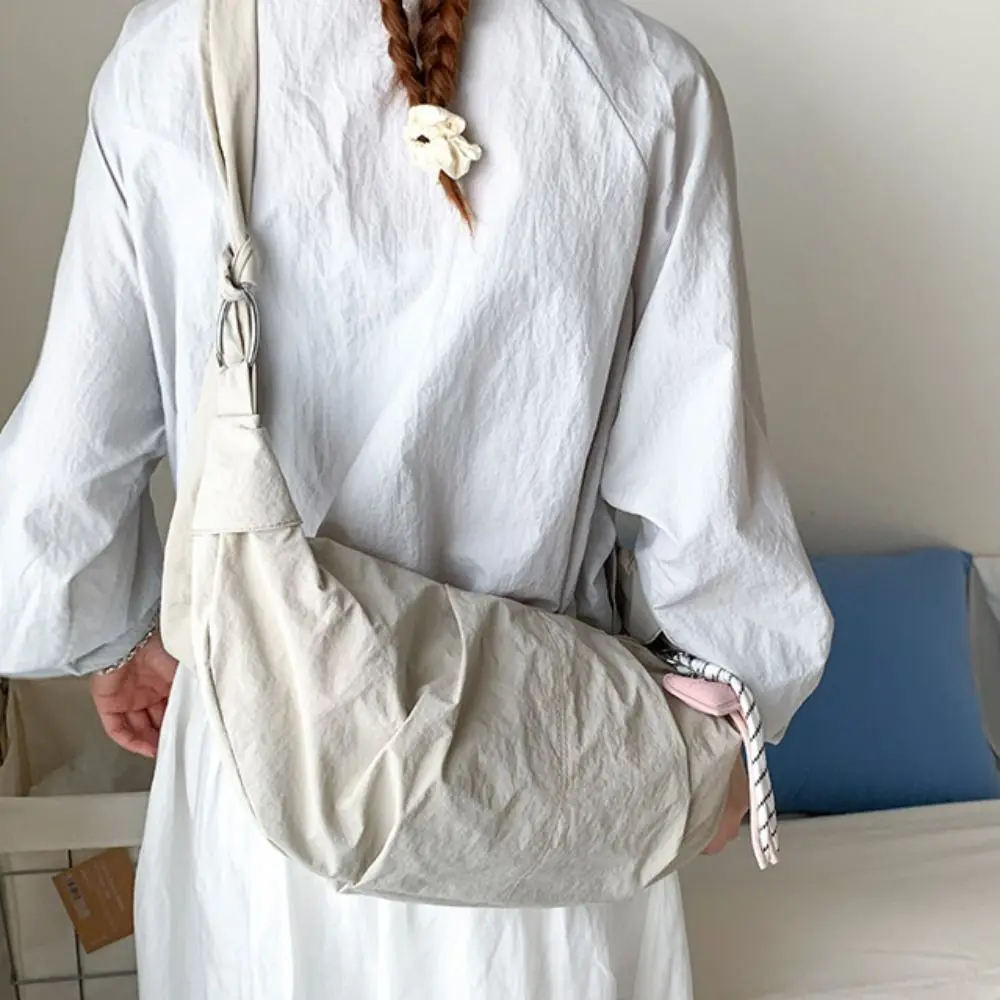 

Large Capacity Nylon Dumpling Bag Japanese Style Leisure Casual Crossbody Bag Solid Color Purse Sports Shoulder Bag Girls