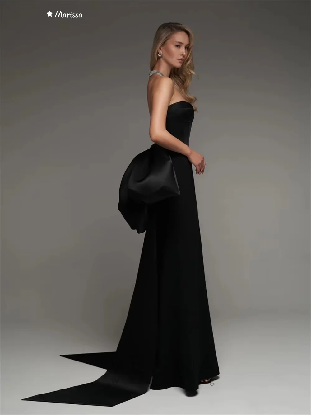 Marissa feito sob encomenda vestidos de festa elegantes para casamento mulher volta arco vestido de noite feminino cauda de peixe fora do ombro preto baile de formatura