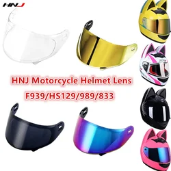 HNJ Motorcycle Helmet Lens F939/HS129/989/833 Helmet Lens Transparent Gold Color Motorcycle Visors