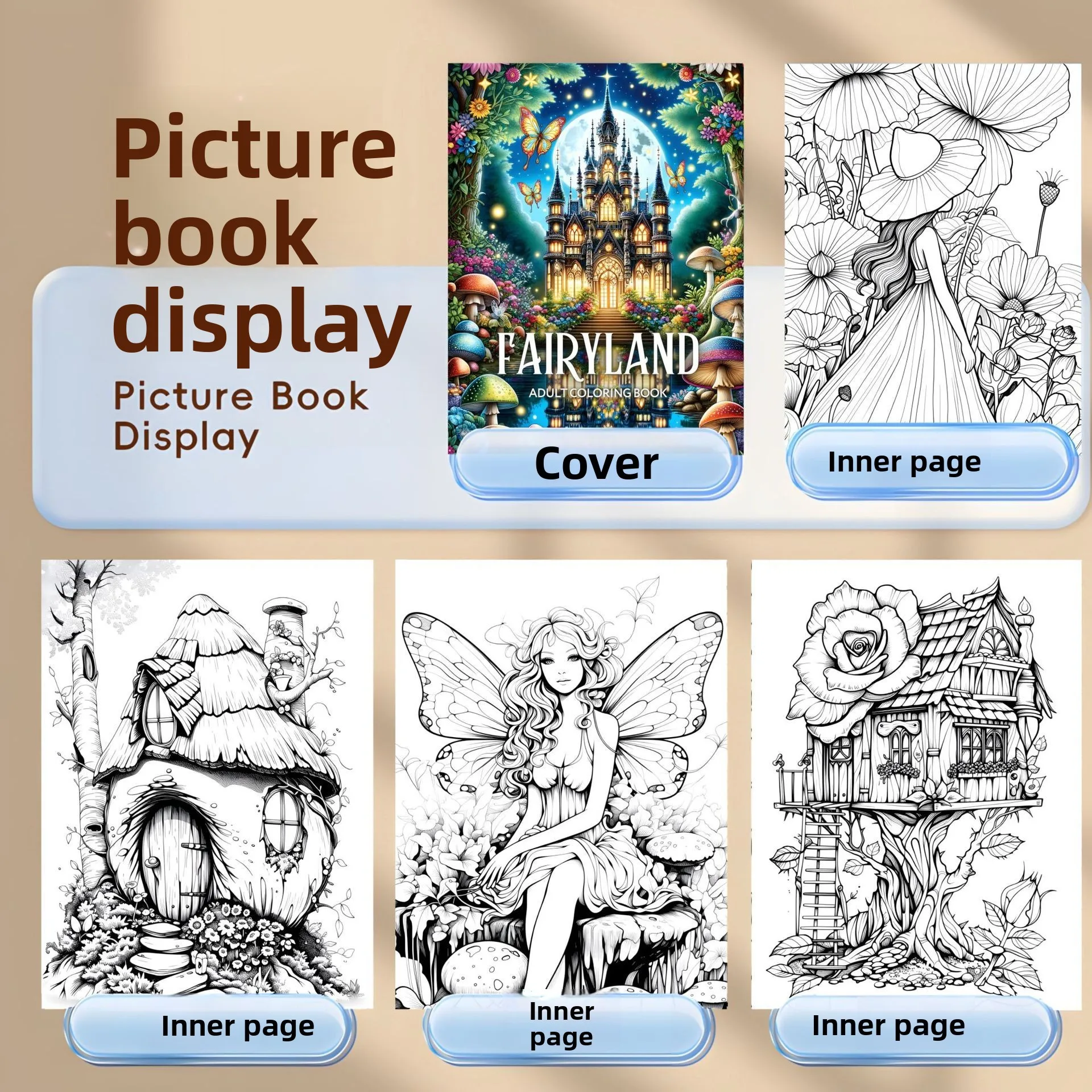 Fairyland Coloring Book Enchanted Realm Scenes for Adults Stress Relief Relaxation Art Therapy Gift