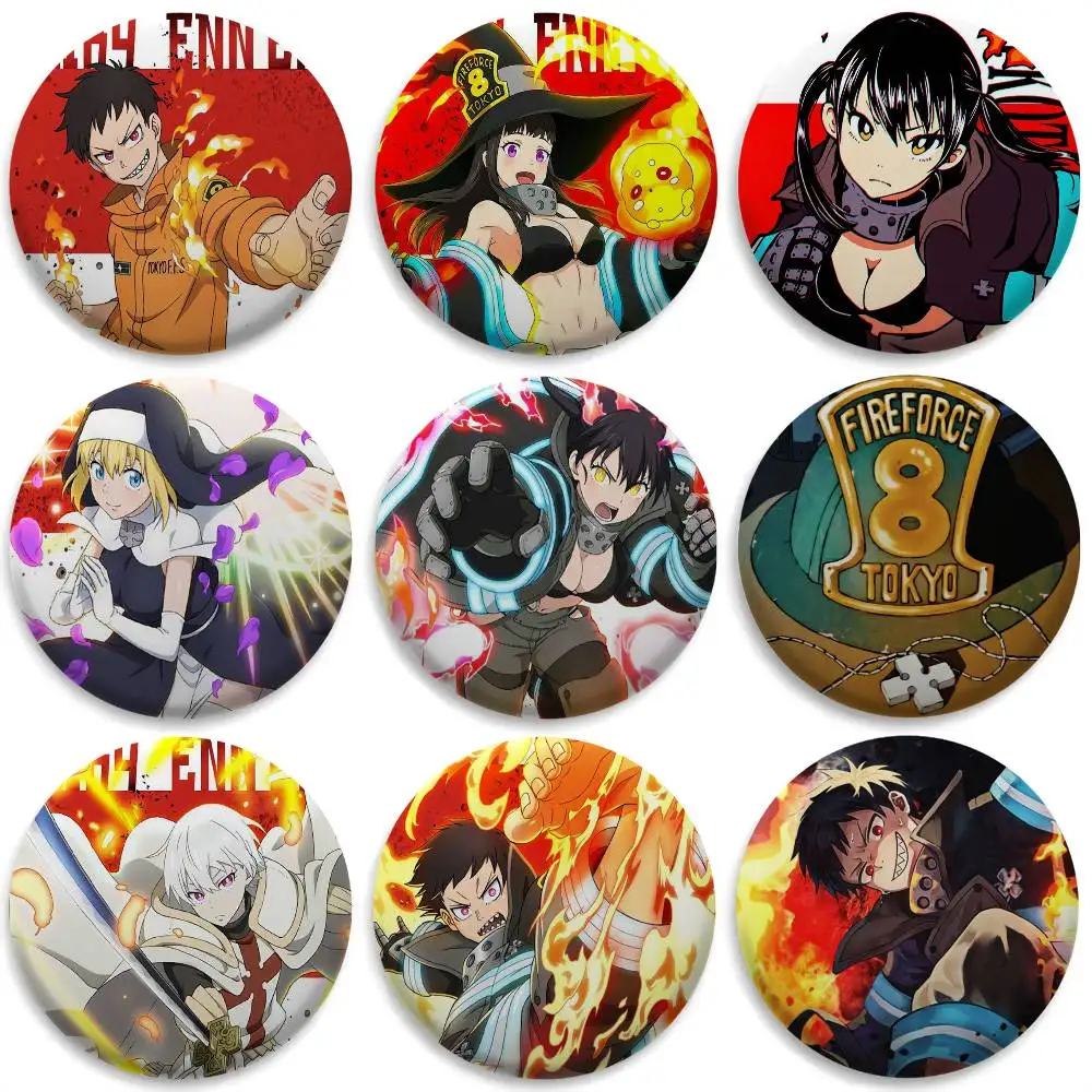 النار F-ForceS كول أنيمي شارات الموضة شارة رائعة مستديرة دبابيس الإبداعية للملابس قبعة ظهره هدية اكسسوارات #1