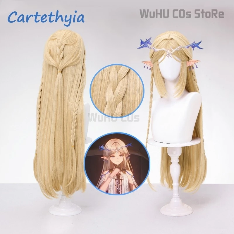 

Cartethyia Cosplay Wig Game Wuthering Waves Cosplay 80cm Long Yellow Hair Gold Braid Women Halloween Party Roleplay Wig