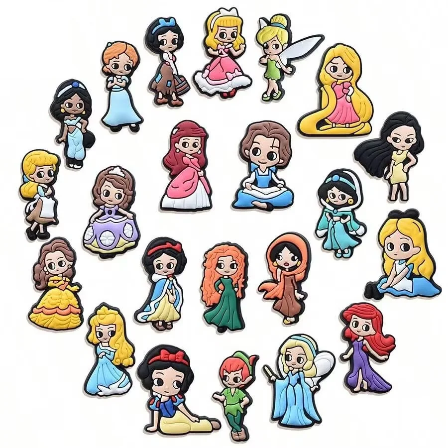 MESUCA 22pcs Princess Rapunzel Shoe Charms Set For Clogs Bag Bubble Slides Sandals,PVC Shoe Decorations Beach Bag Accessories