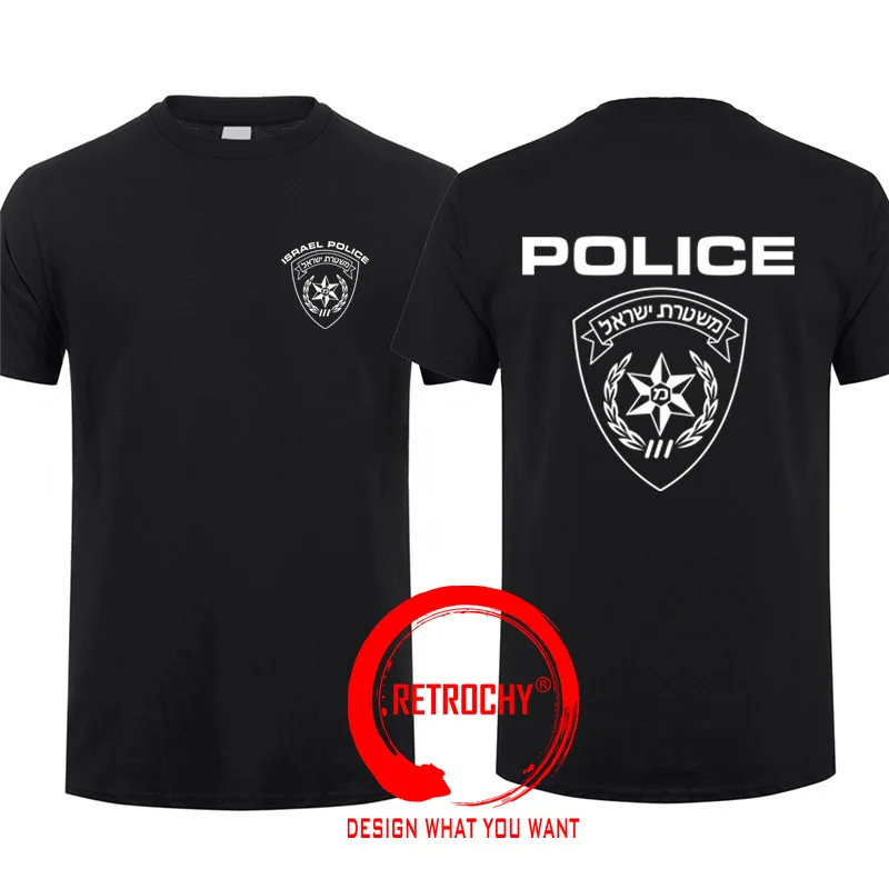 Israeli PoliceMan Israel Cops T Shirt Man Cool T-shirt IDF Israel Army Elit Black Tshirt Men Tees Harajuku Streetwear Tee Shirt