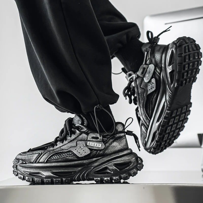 الرجال الشباب سميكة سوليد الرجعية القذرة الإطارات القديمة أبي الأحذية 2025 الخريف الاتجاه الارتفاع زيادة مريحة أحذية رياضية رجالية #1