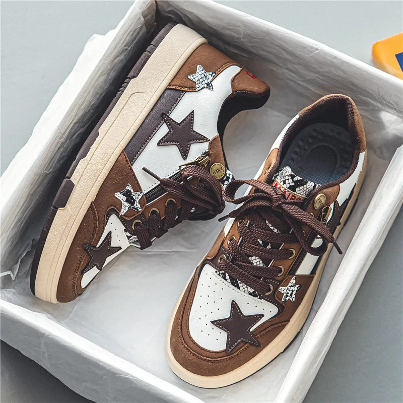 New popular star shoes design sense four seasons models leather breathable casual board shoes hundred tide shoes