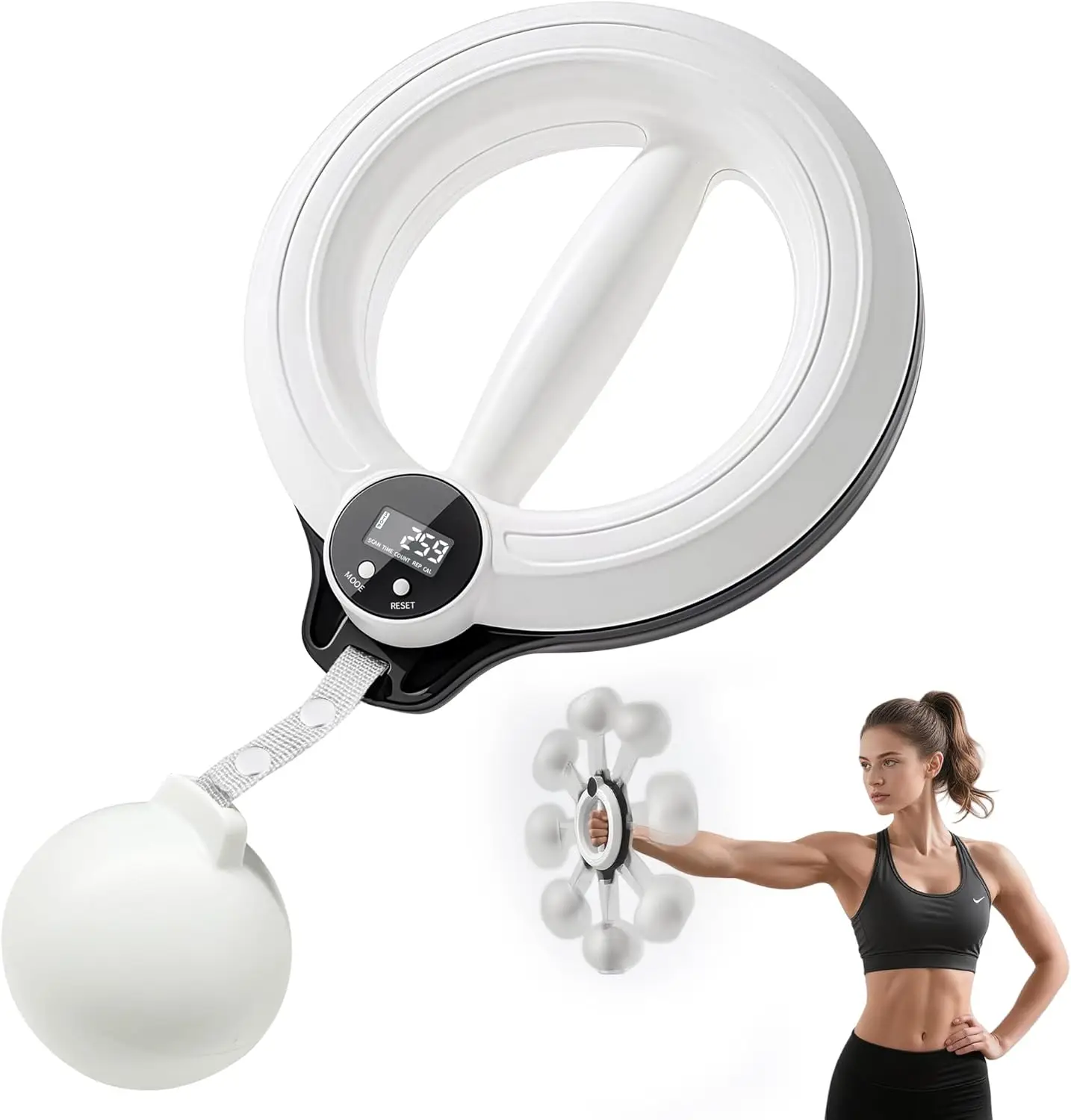 360° Hand-Crank Arm Workout for Men & Women - Adjustable Forearm & Chest Trainer with LED Counter, Non-Slip Handle, Portable Sil