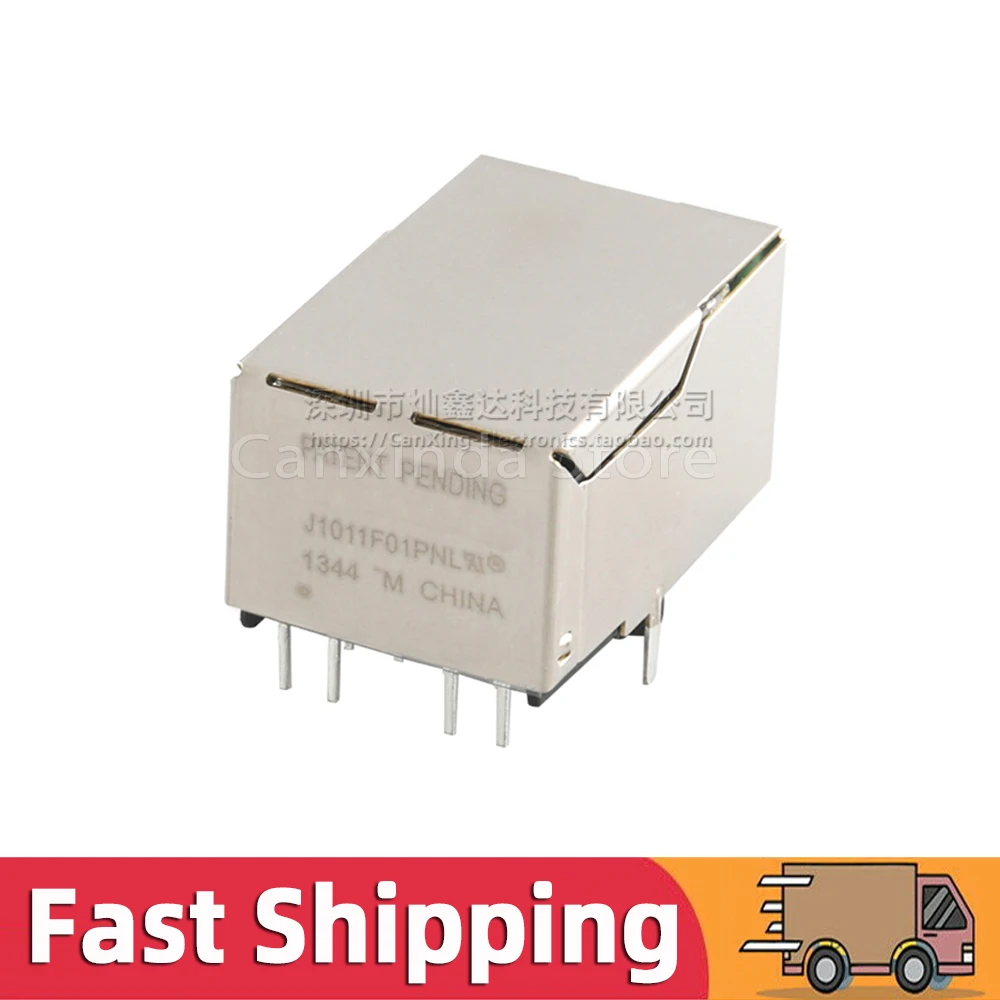 2 sztuki J1011F01PNL RJ45 Jack Network Single Port Tab Up LED Magnetic Filter Interface Connector 100 Base-TX Fast Ethernet CAT 5 6