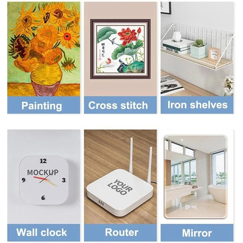 Strong Adhesive Hooks Picture Frame Holder Poster Photo Clock No Drilling Hooks Waterproof Kitchen Bathroom Hanger Screw Hooks