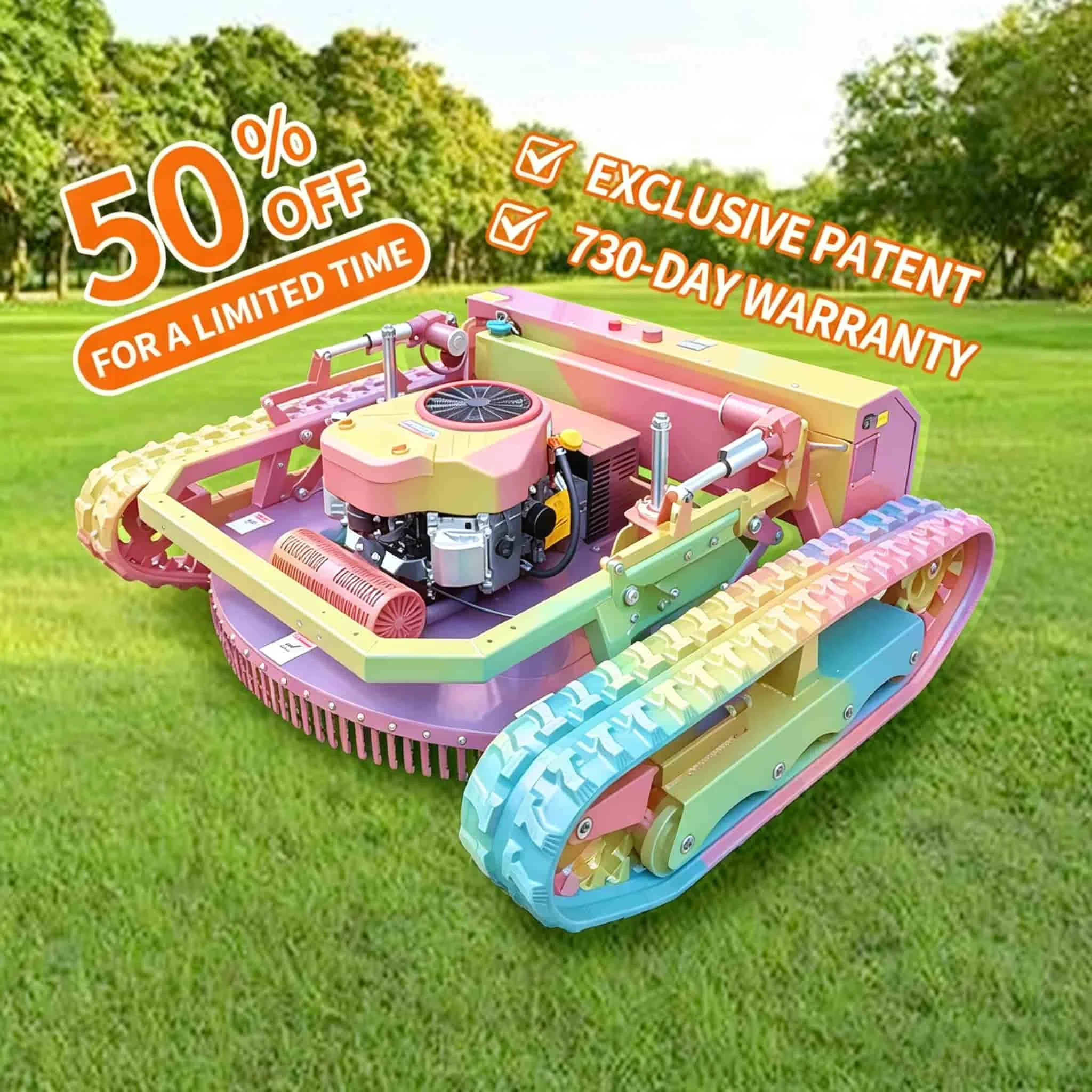 Custom Remote Control Crawler Robot Lawn Mower Multi-Function Grass Cutter With Snow Shovel For Garden Cleaning