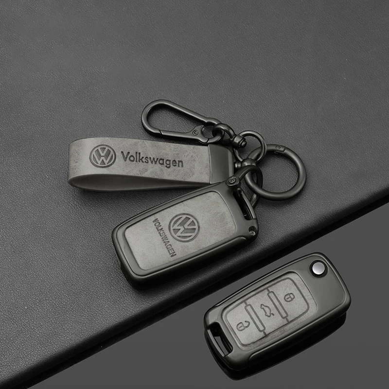 Alloy Leather Car Remote Key Case Cover for VW Volkswagen Polo Tiguan Passat B5 B6 B7 Golf 4 5 6 MK6 Jetta Lavida Accessories