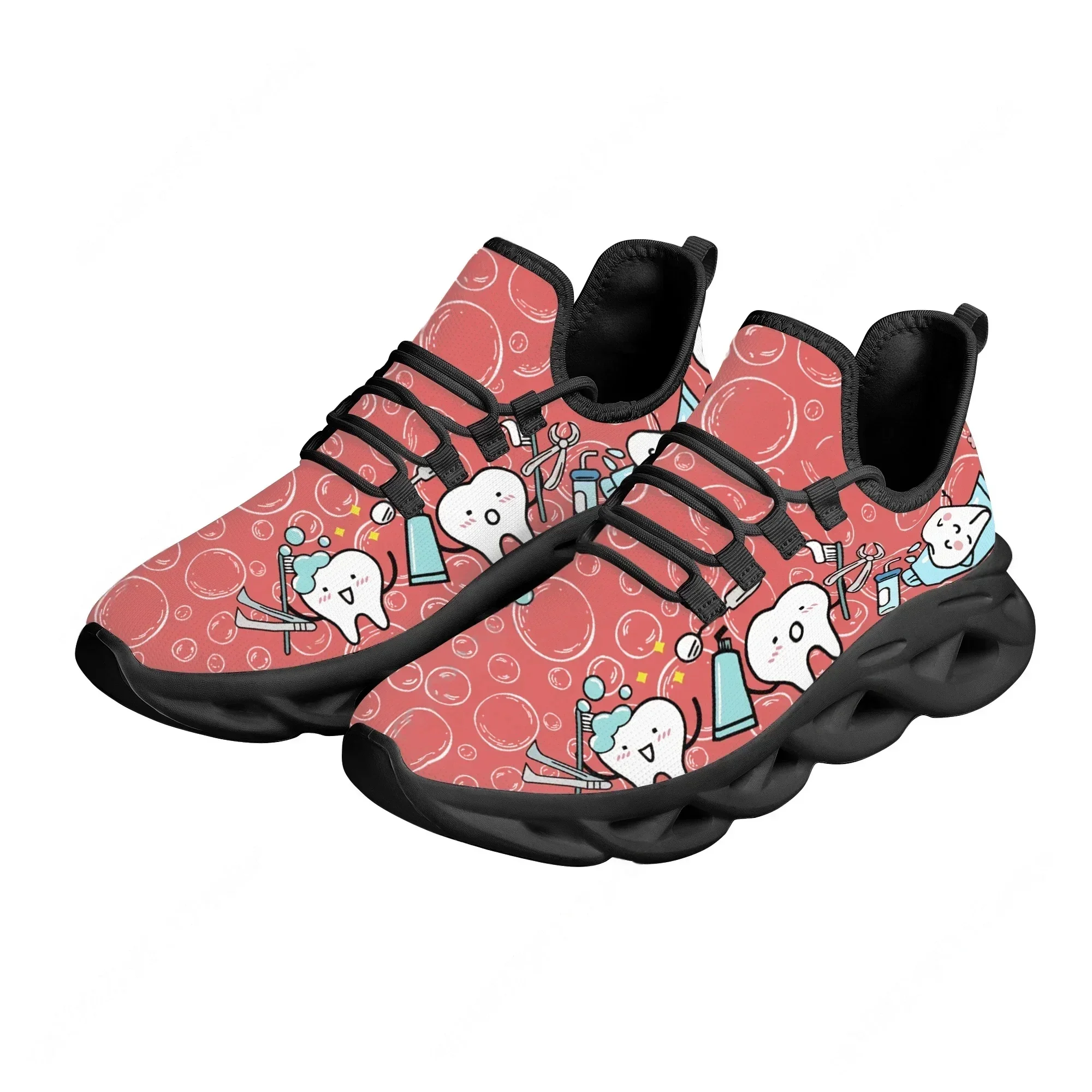 Zapatos blancos de enfermería y odontología para mujer, bonitos zapatos de enfermera y doctora con diseño de dibujos animados, zapatillas planas de malla para mujer