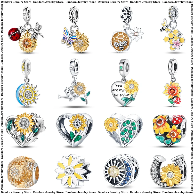 

Sunflower Chrysanthemum Charm Beads Fit Pandora 925 Original Bracelet Women 925 Silver Pendant Bead DIY Jewelry Gift 2023 New in