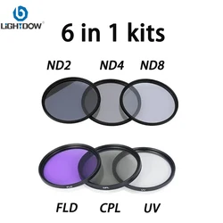 Lightdow Camera Lens Filter 6 in 1 Kits UV+CPL+FLD+ND 2 4 8 49mm 52 55 58 62 67 72 77 82 for Cannon Nikon Camera Lens