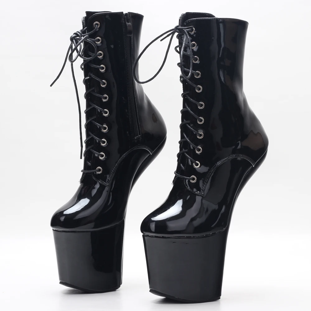 8 Inch High Heelless Exotic Pole Dance Platform Ankle Boots Extreme Fetish Size36-46 In Stock Fast Shipping