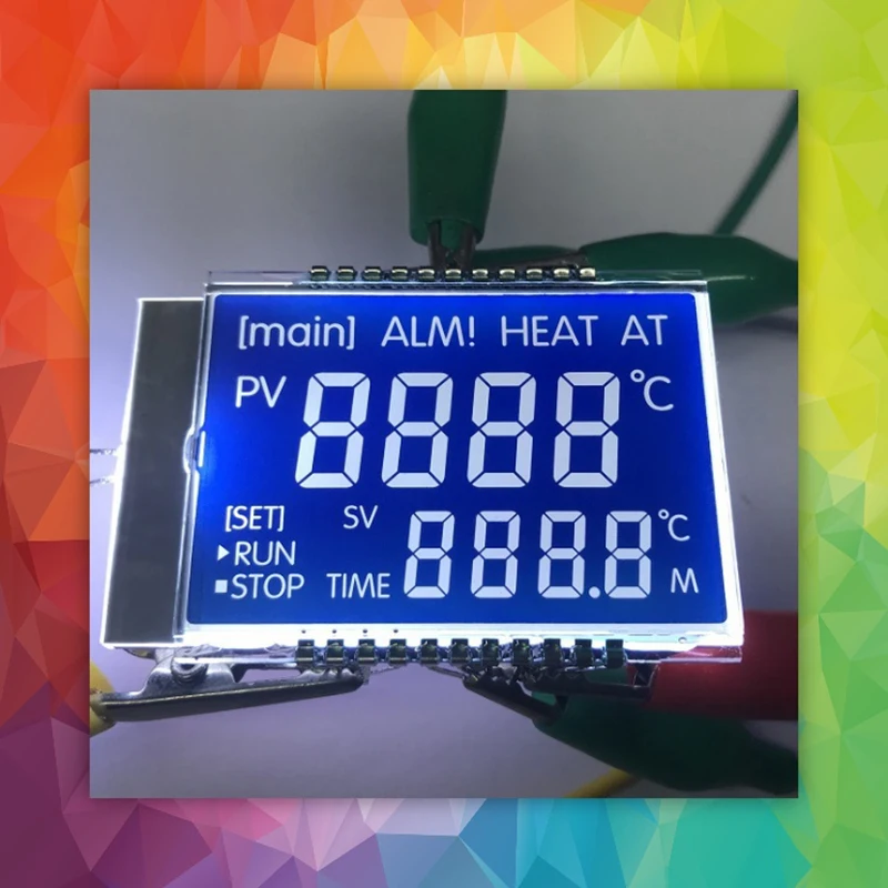 ผู้ผลิตโรงงาน OEM 7 Segment หน้าจอ 886 776 3 เส้นหลัก Transflective TN HTN การใช้ปั๊มจอแสดงผล LCD