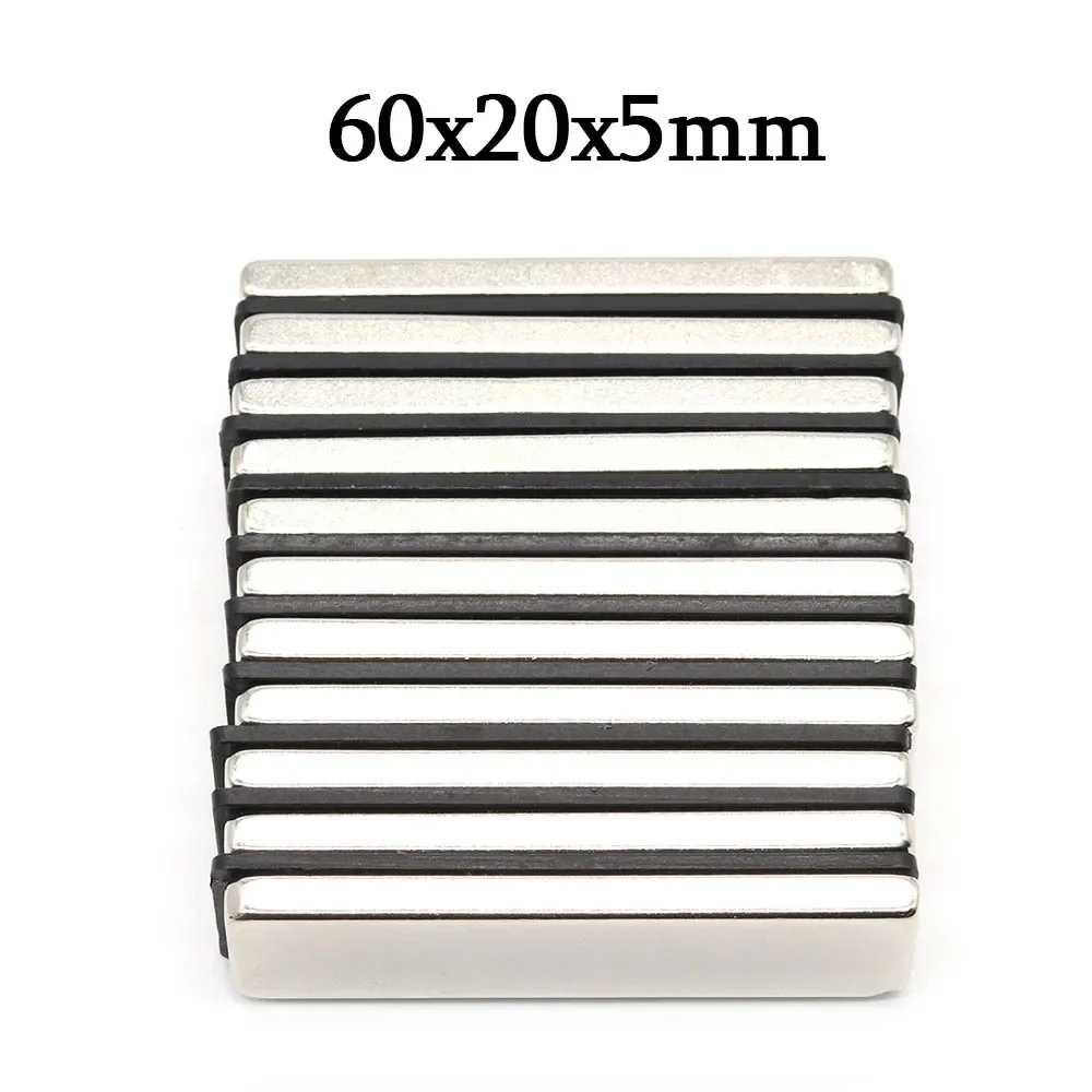 60x20x5mm Super Strong Block Neodymium Magnet Powerful Magnets N35 small Permanent Magnetic NdfeB Refrigerator Magnet 60x20x5
