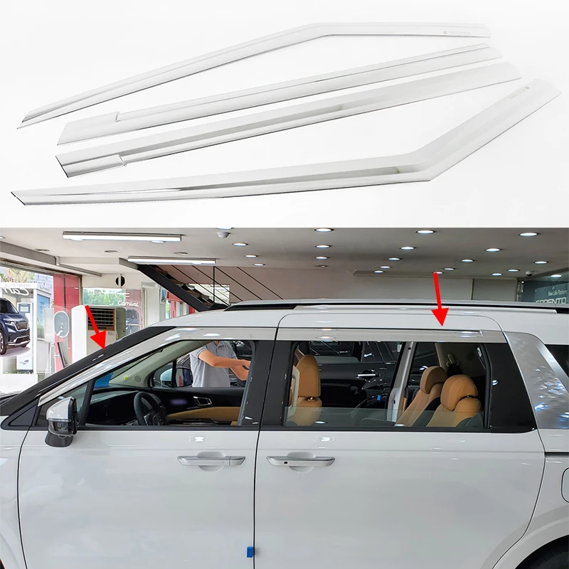 

Car Accessories For Kia Carnival KA4 2021-2025 ABS Chrome waterproof Door Window Visor Vent Shades Sun Rain Guard 4PCS