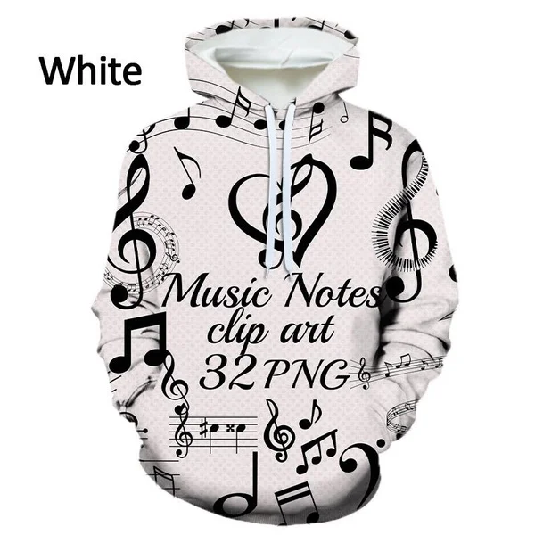 

2023 3D Printed Autumn New Musicnotes Pattern Hoodie Fashion Men's Note Street Style Sports Hoodie