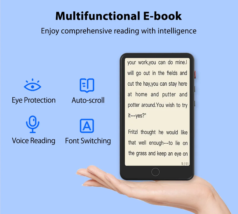 مشغل MP4 يعمل بنظام Android مقاس 4.0 بوصة يعمل باللمس مع مشغلات موسيقى MP3 بلوتوث وواي فاي تدعم العبرية