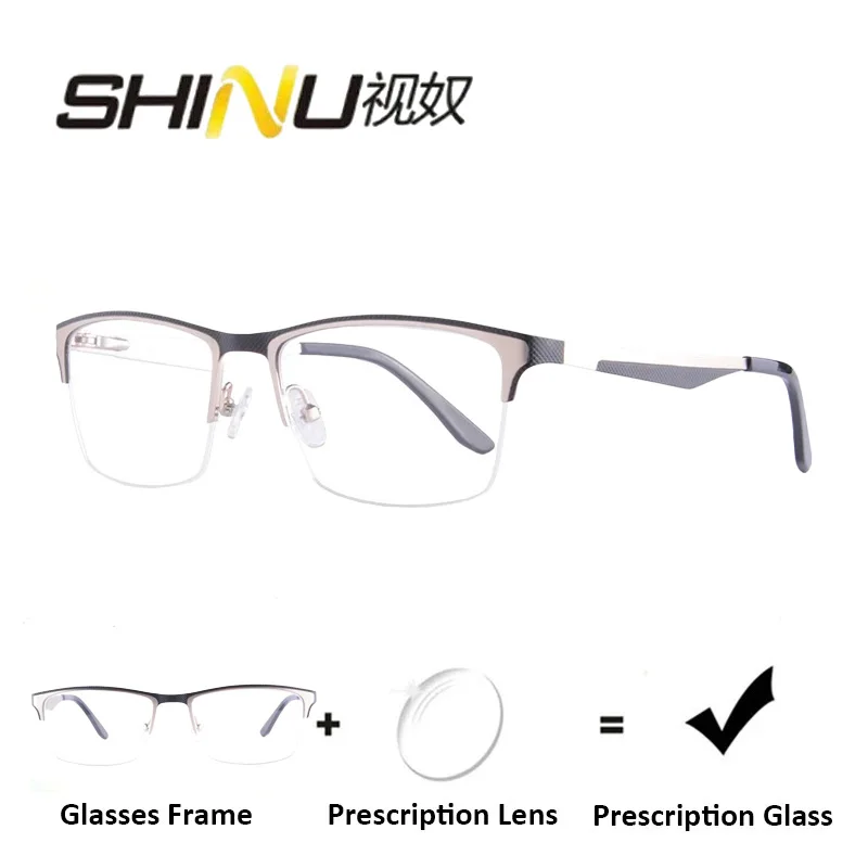 

Прогрессивные мультифокальные очки для мужчин, металлическая оправа для очков, полурамка, мужские очки для близорукости, очки по рецепту, анти-синий свет на заказ