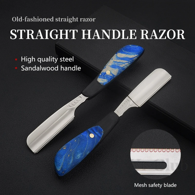 Japanese Safety Razor Straight Handle Zinc Alloy Shaver Wooden Beard Trimmer Feather Blade Shaving Knife Rest Barber Shop Tools