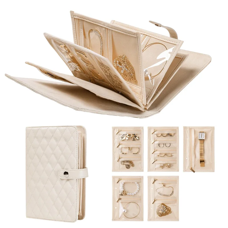 

【Party-Decoration】Portable Jewelry Organizer Box With Zipper Binder Travel Jewelry Organizer Box For Women, Jewelry Case