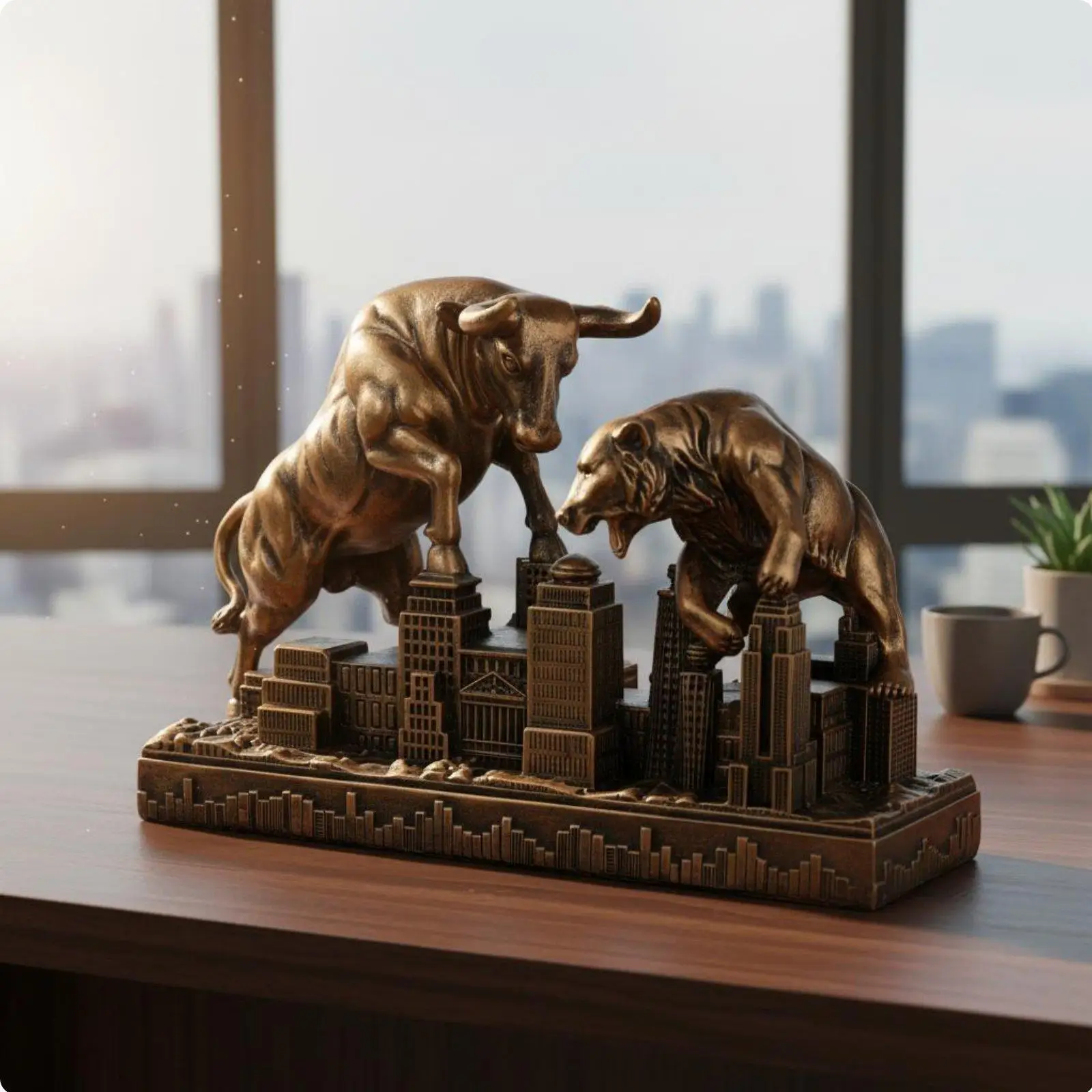 Elegant Resin Decorative Figurine Animal Sculpture Statue Art Bronzed for Study Room Bookshelf Motivation
